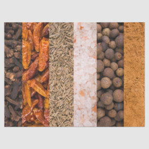 Collage set of spices and food ingredients tissue paper