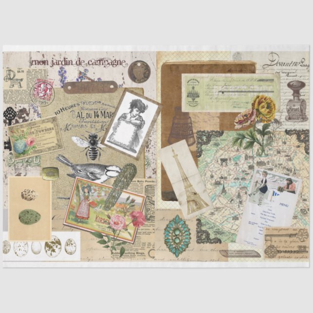 Collage style decoupage tissue paper  (Front)