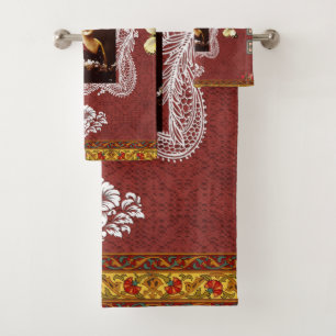 Collage vintage Retro with lace and flowers Bath Towel Set