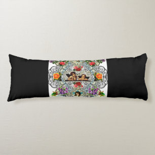 Collage vintage Retro with lace and flowers Body Pillow