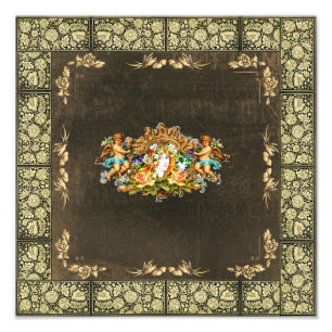 Collage vintage Retro with lace and flowers Photo Print