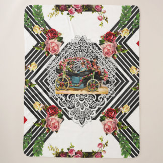 Collage vintage Retro with lace and flowers Sherpa Blanket