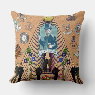 Collage vintage Retro with lace and flowers Throw Pillow