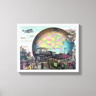 Collage Vintage Twentieth Century Transport Canvas Print
