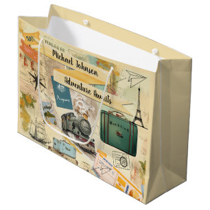 Collage Vintage voyage 2 grand sac cadeau