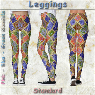 COLLANT - Dessin Mandala Rose-Bleu-Jaune-Vert
