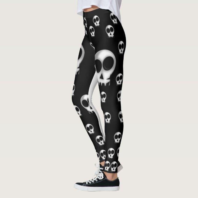 collant long noir et blanc squelette adolescent (Gauche)