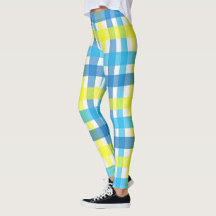 Collants à carreaux jaunes, bleus et blancs