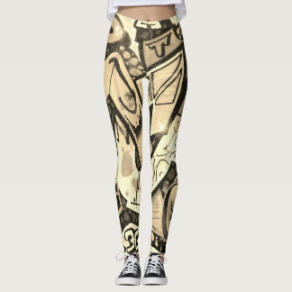 Collants à motif abstrait d'aile de papillon doré