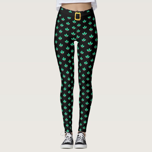 Collants à motif de baie de houx de Noël (Devant)