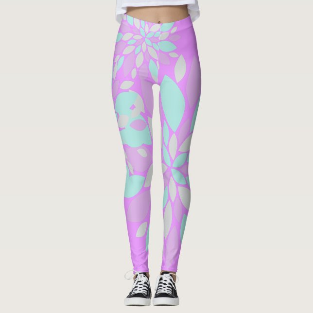Collants à motif de fleurs aux pétales pastel (Devant)