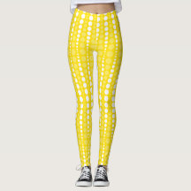 Collants à pois jaunes et blancs