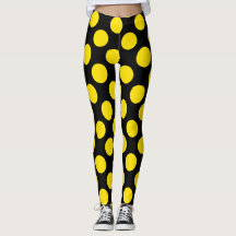 Collants à pois jaunes sur fond noir