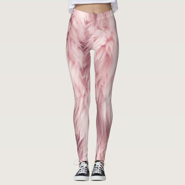 Collants à texture de fourrure douce rose (Devant)