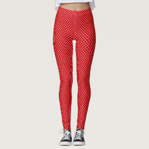 Collants Actifs à Pois Rouges et Blancs
