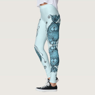 Collants Art Aqua Blue Poisson S'embrassant