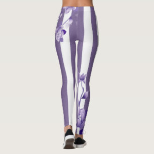 Collants blancs à fleurs violettes