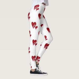 Collants blancs avec coeurs rouges