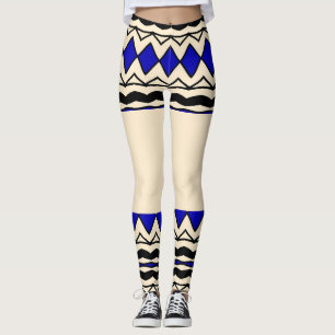 Collants bleus et crème inspirés des tribus