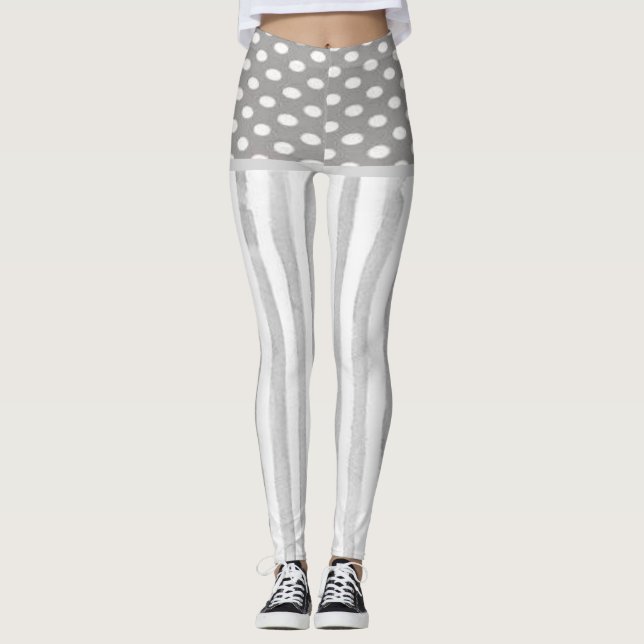 Collants Cercles Rayure Grise Blanche (Devant)
