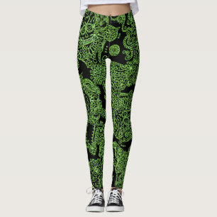 Collants crâne vert et noir