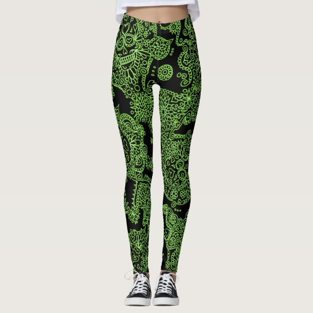 Collants crâne vert et noir (Devant)