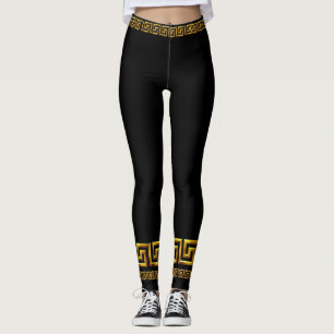 Collants de sport à clé grecque dorée