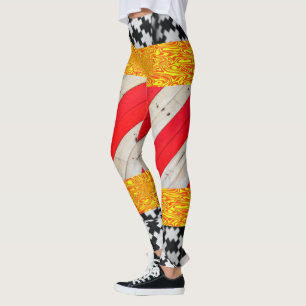 Collants dorés rouges et blancs