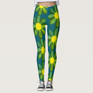 Collants fleurs Mod jaune et vert