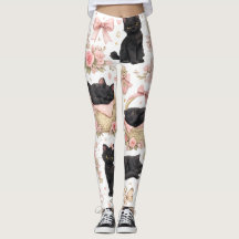 Collants Floraux Chat Noir