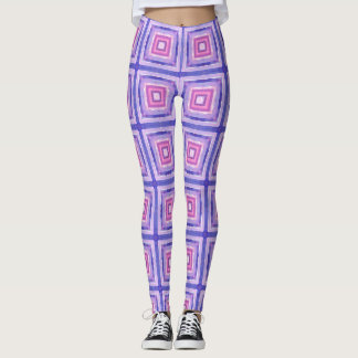 Collants géométriques rose et violet à motifs carr