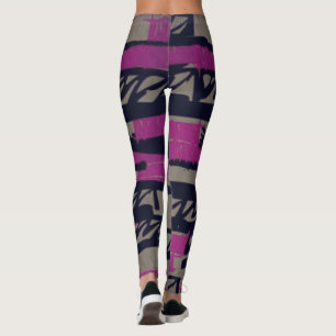 Collants gribouillés noir et violet