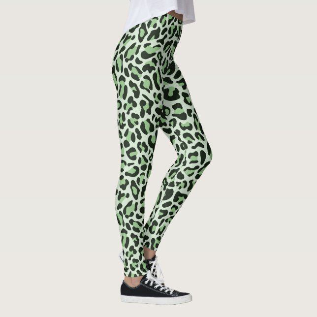 Collants imprimé léopard vert menthe et noir (Droite)