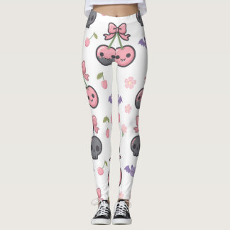 Collants Kawaii Cherry Skull Halloween Rose