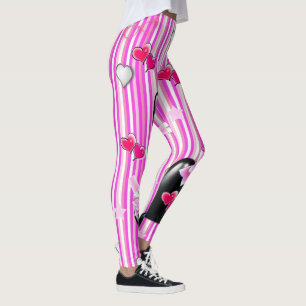 Collants Lipstick Cœurs Roses Stripe