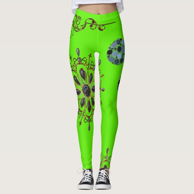 collants longs bleu vert citron or (Devant)