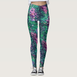 Collants Mermaid Scale Violet et Vert