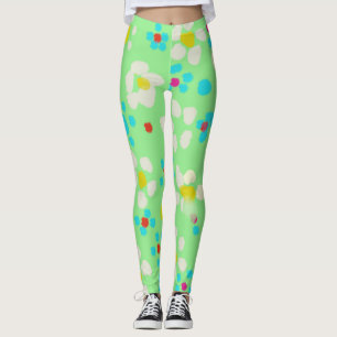 Collants pastel floraux et à pois vert menthe
