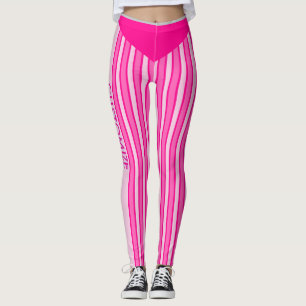 Collants rayés fuchsia et rose avec texte personna
