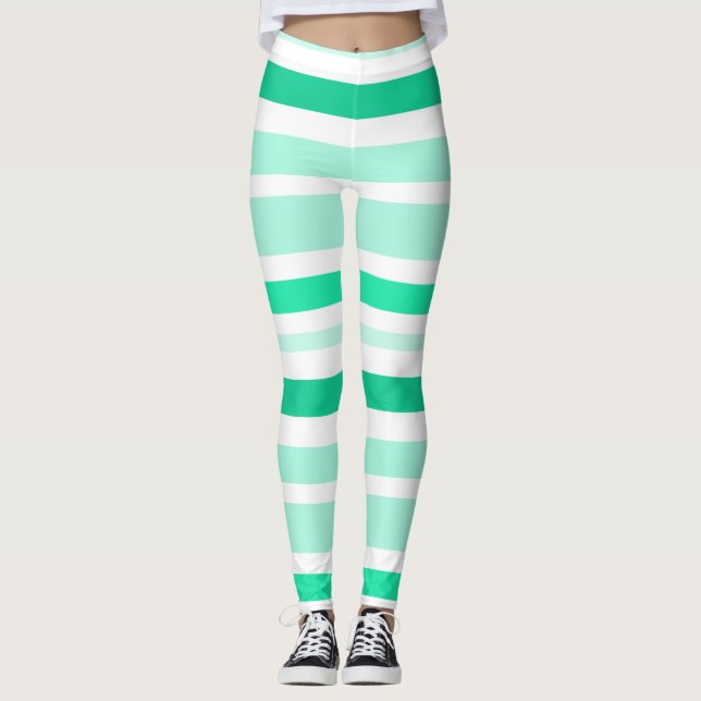 Collants rayés sarcelle et blanc (Devant)