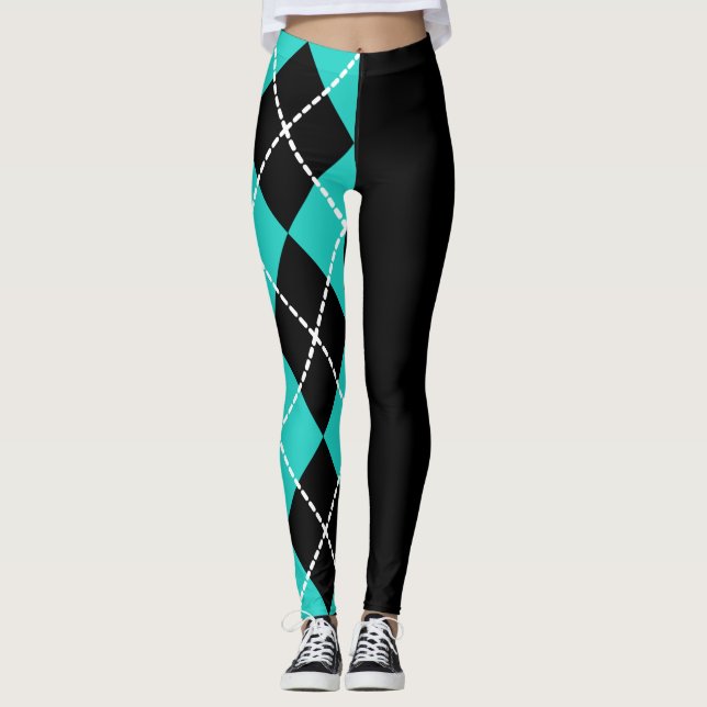 Collants Rétro Argyle Demi-Jambes (Devant)