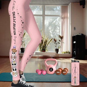 Collants roses Halloween Mignons Crânes Gothiques