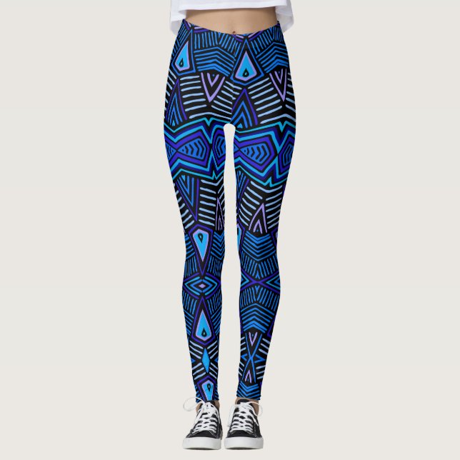 Collants tribaux africains - Bleu (Devant)