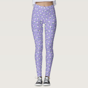 Collants violets à motif carreaux et petites margu