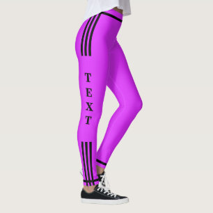 Collants violets à rayure latérale noire avec text