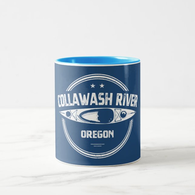 Collawash River Oregon Kayaking Two-Tone Coffee Mug (Center)