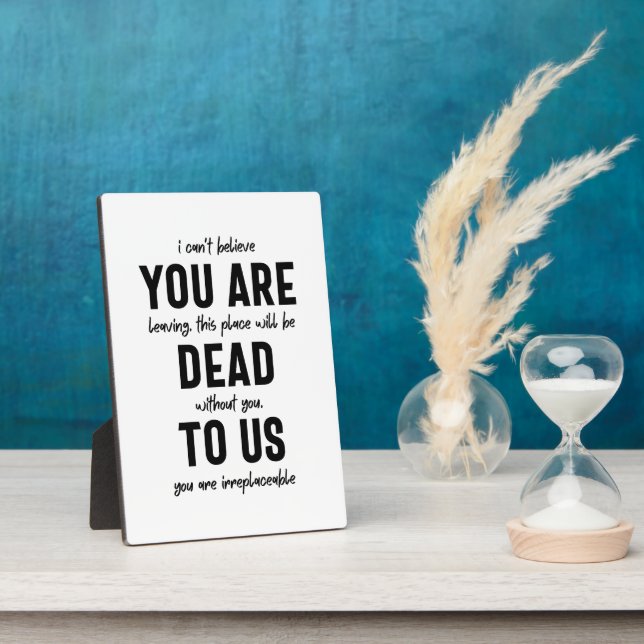 colleague farewell, retirement, coworker goodbye,  plaque (Side)