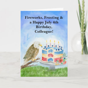 Colleague July 4th Birthday Bald Eagle Patriotic Card
