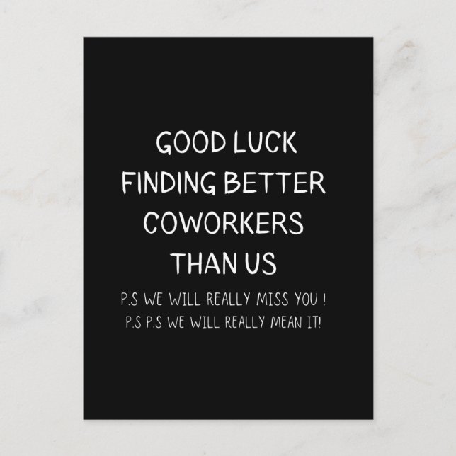 Colleague Leaving Coworker Leaving Funny New Job Postcard (Front)