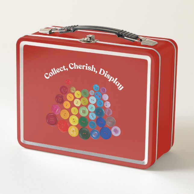 Collect, Cherish, Display Button Storage Lunch Box (Front)